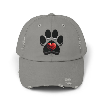 Paw Heart Unisex Distressed Cap