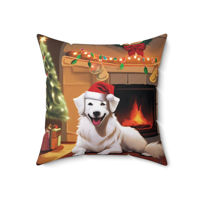 ChristMas Pup Spun Polyester Square Pillow