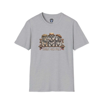 Vintage unisex Three Old Pals Shirt featuring three friends on bench design