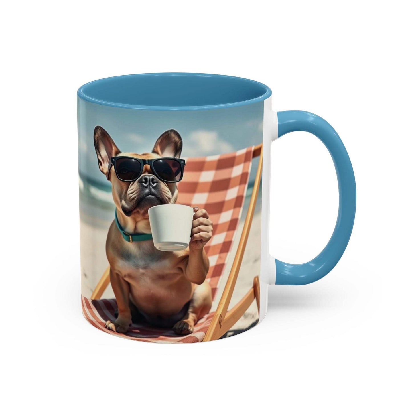 Beach Dog Accent Coffee Mug with playful dog design, perfect for summer and pet lovers.