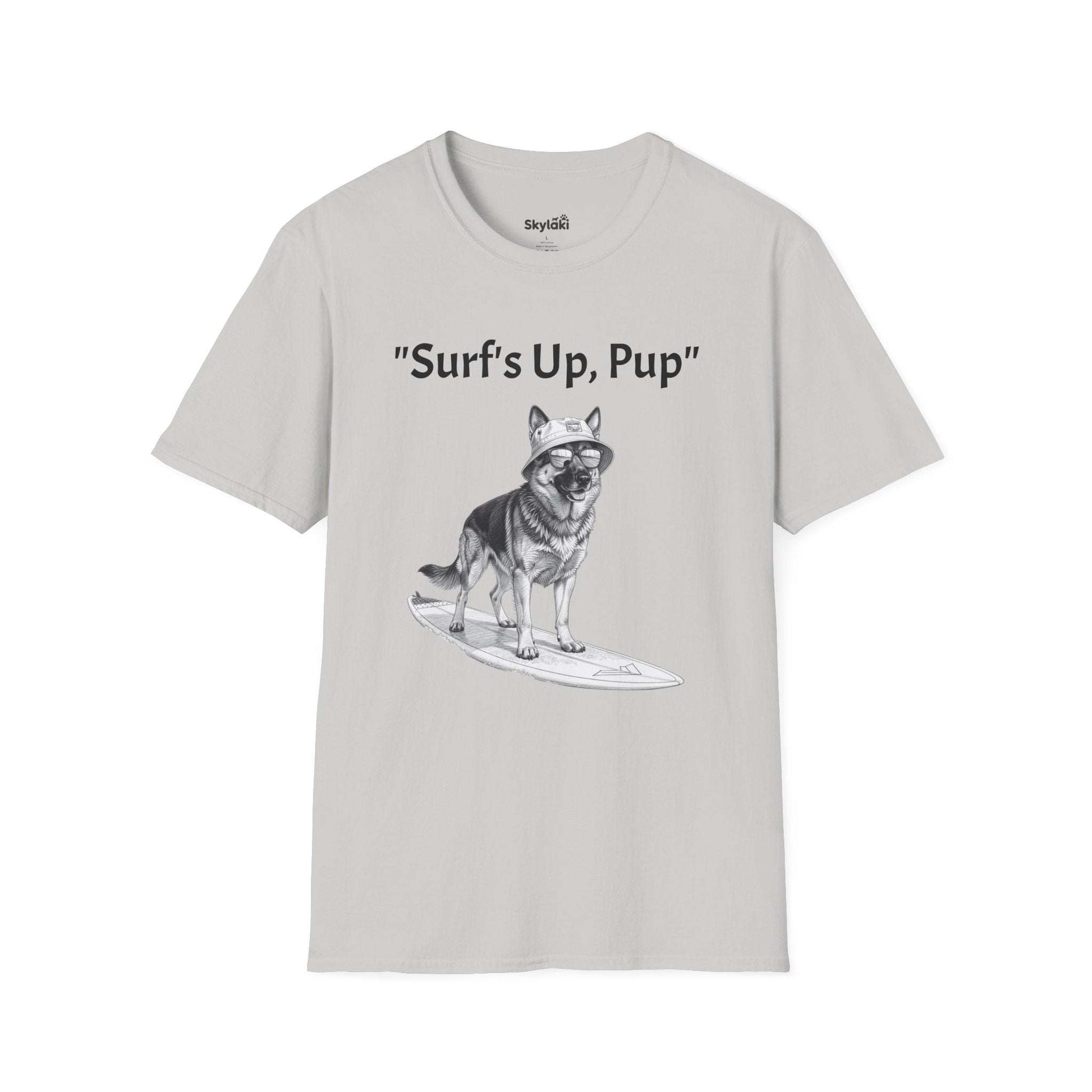 Surfing Dog T-Shirt — Playful Surf's Up, Pup Tee for Coastal Vibes