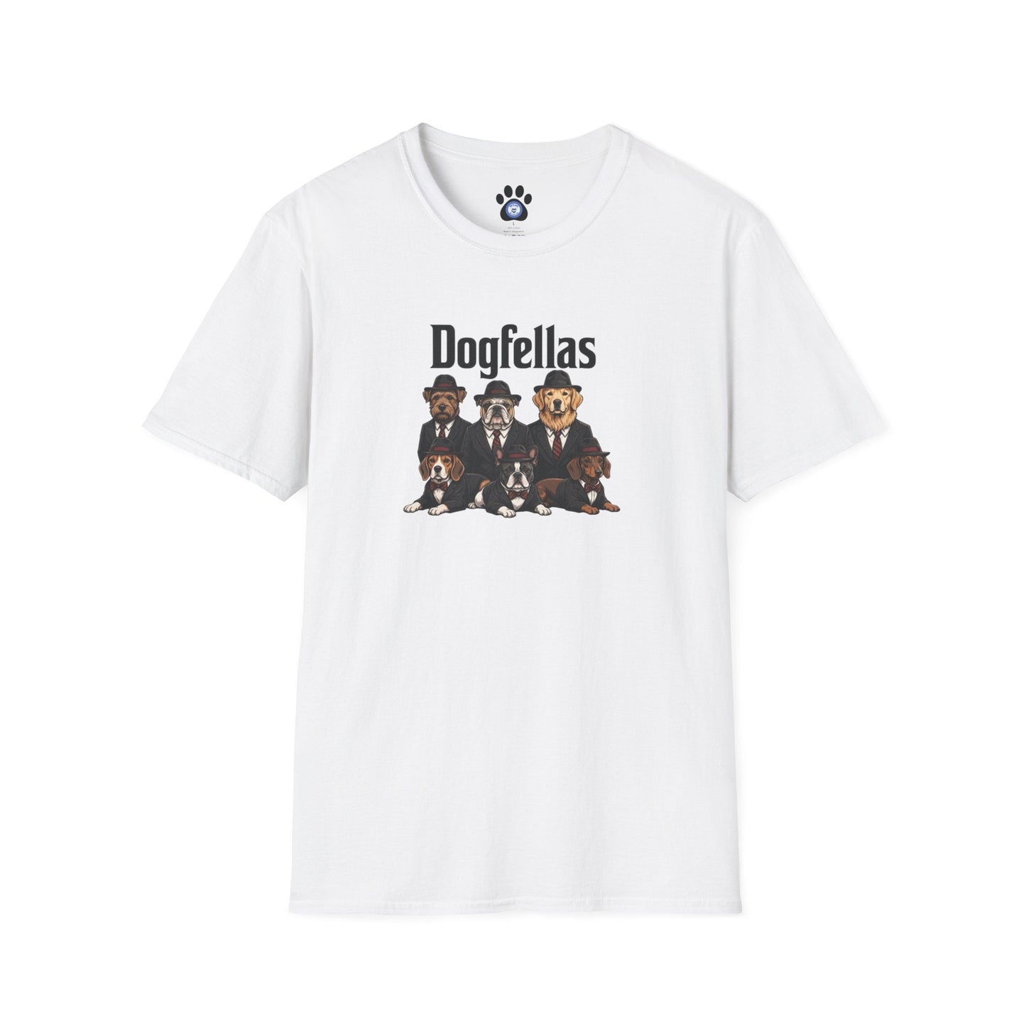 Dogfellas graphic t-shirt with playful mafia dog design