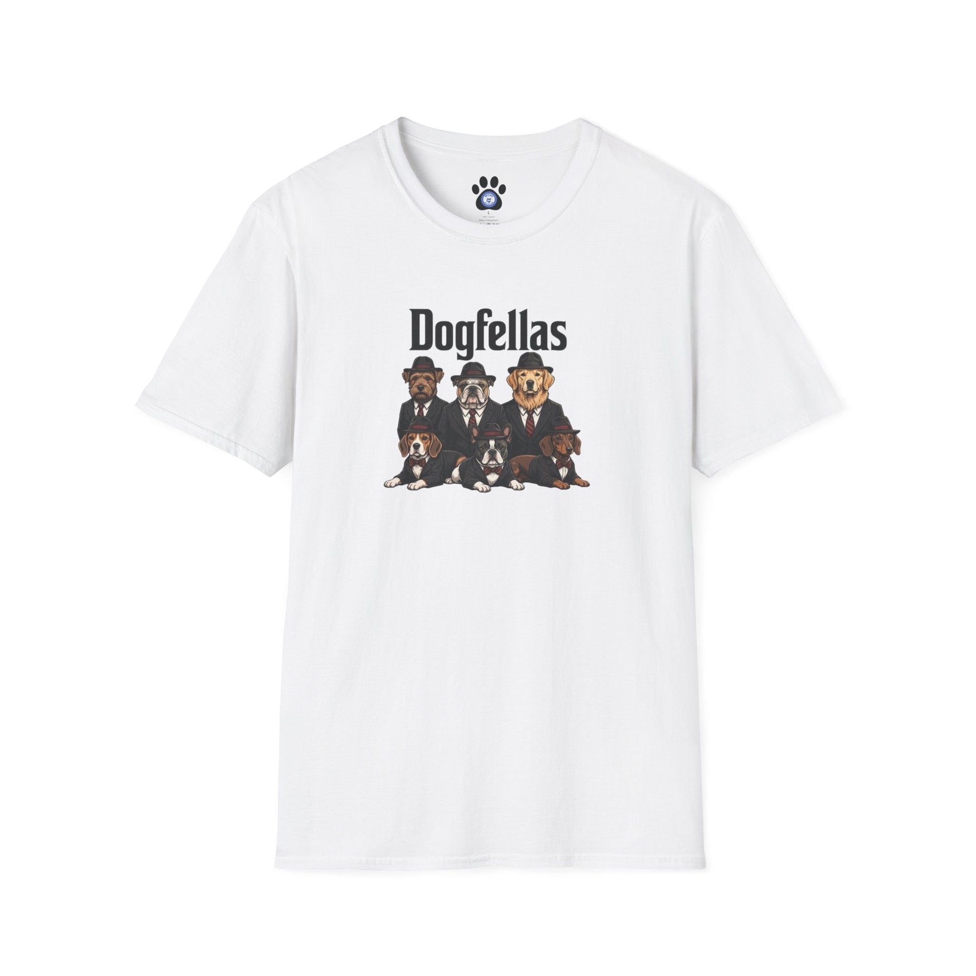 Dogfellas graphic t-shirt with playful mafia dog design