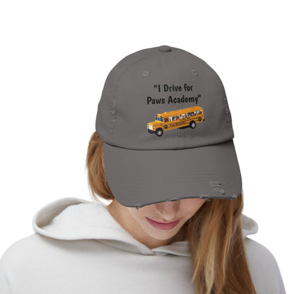 I Drive for Paws Academy Unisex Distressed Cap for Our School Bus Drivers