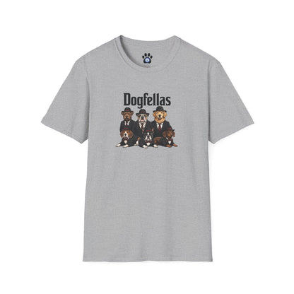 Dogfellas graphic t-shirt with playful mafia dog design