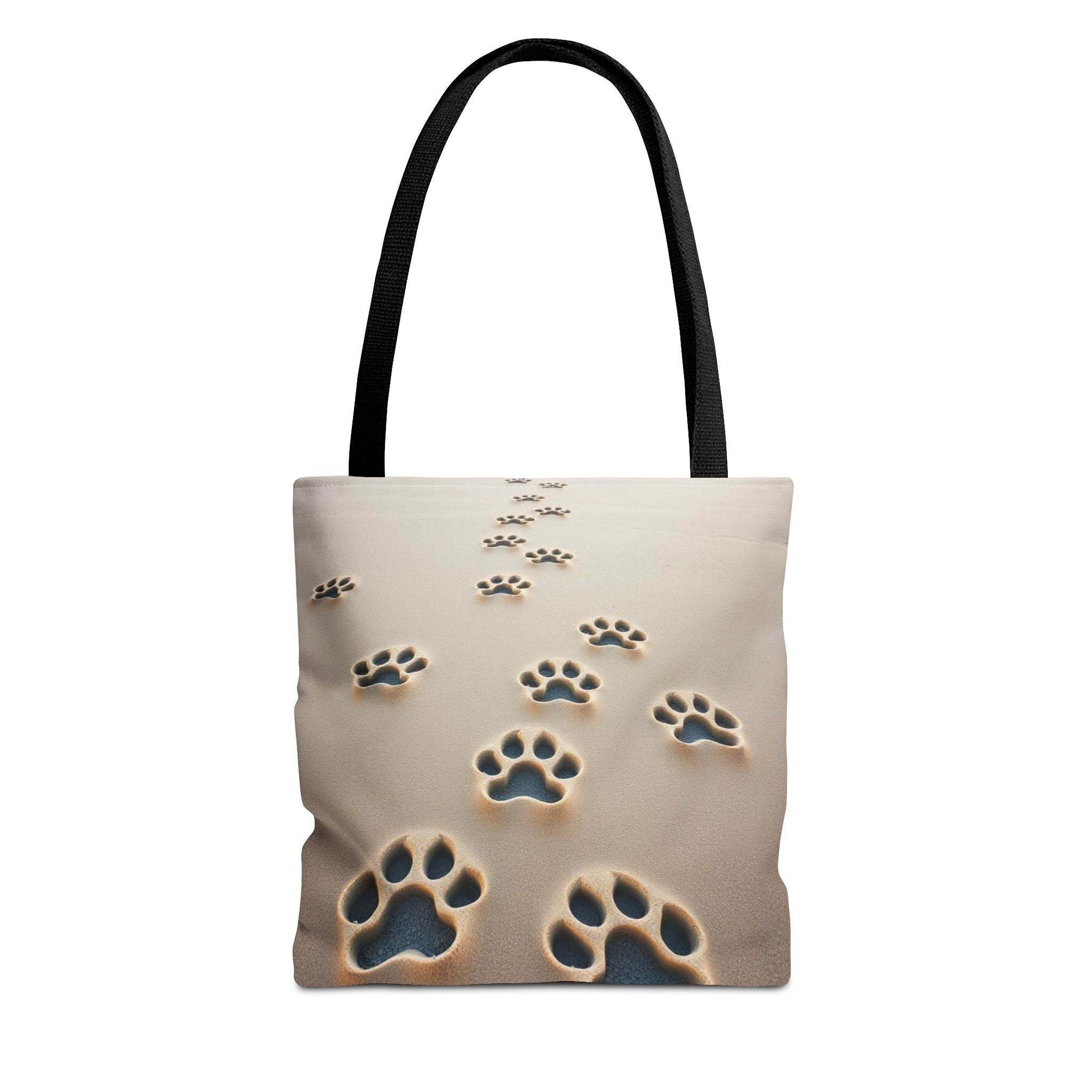 Paw Print Tote Bag with black handles, ideal for pet lovers and outdoor use.