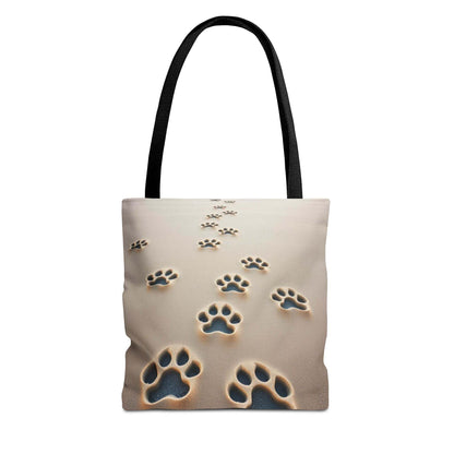 Paw Print Tote Bag with black handles, ideal for pet lovers and outdoor use.