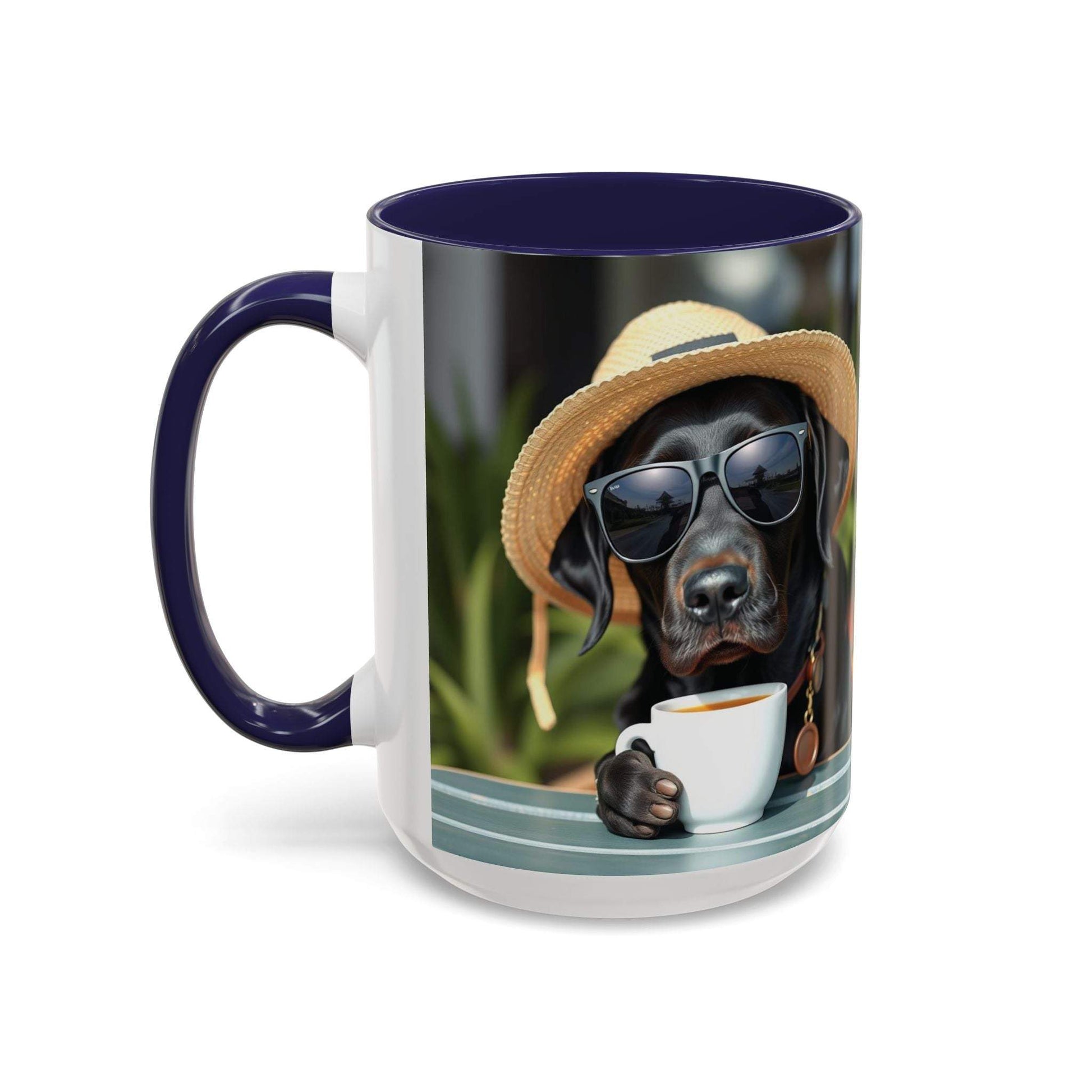 Coffee mug with dog design, perfect for pet owners, 11/15oz sizes.