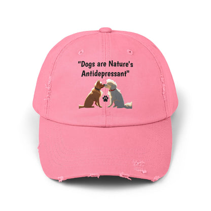 Dogs are Nature's Antidepressant Unisex Distressed Cap