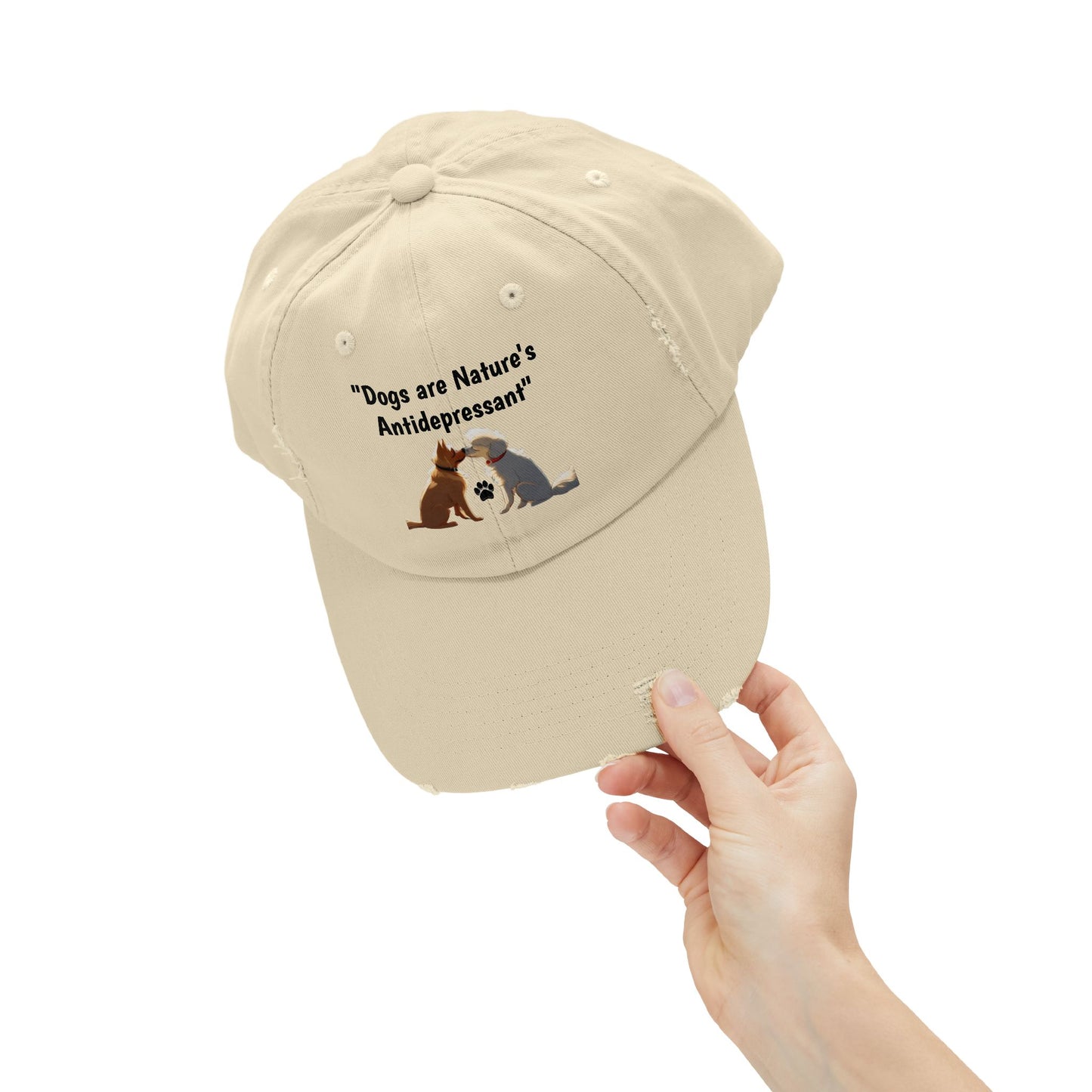 Dogs are Nature's Antidepressant Unisex Distressed Cap