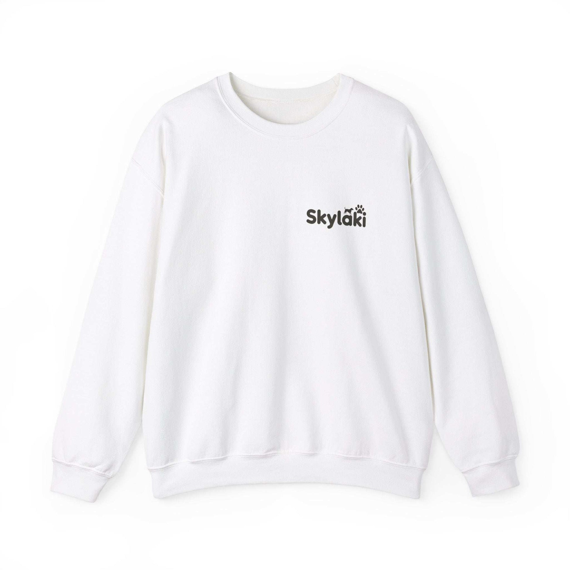 Unisex Heavy Blend™ Crewneck Sweatshirt - Cozy, stylish white sweatshirt with Skylaki logo.