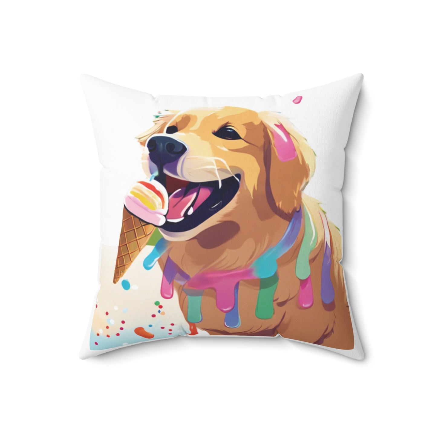 Ice Cream Dog Spun Polyester Square Pillow