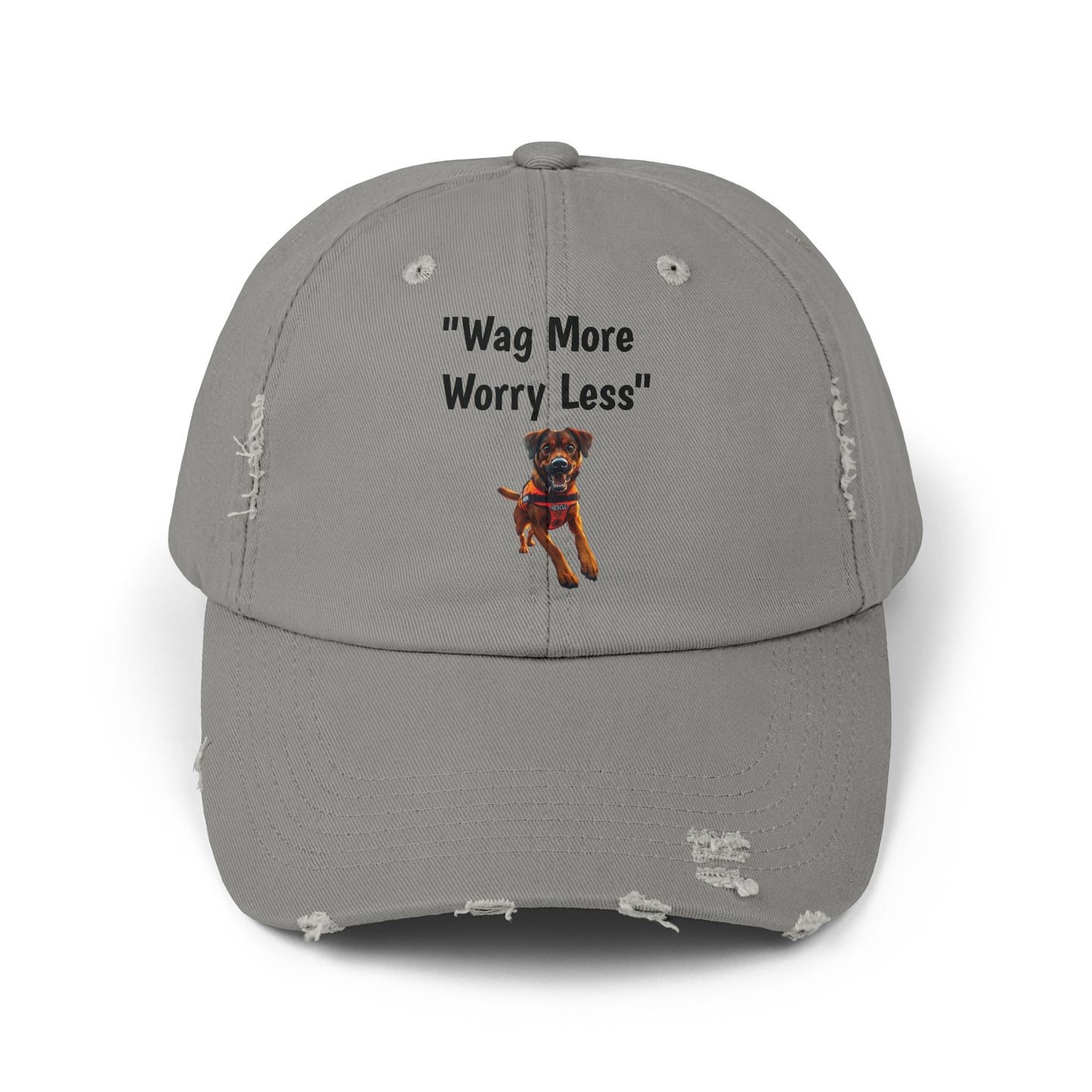 Unisex Distressed Wag More Worry Less Cap