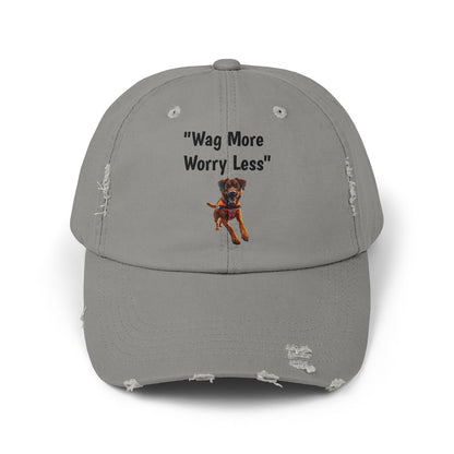 Unisex Distressed Wag More Worry Less Cap