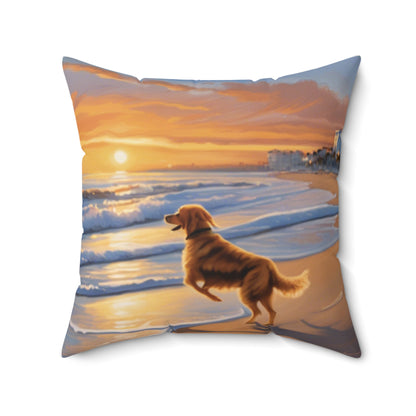 Beach Dog Spun Polyester Square Pillow