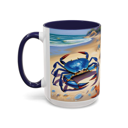 Coastal Crab Accent Coffee Mug with vibrant beach design, ideal for beach lovers.
