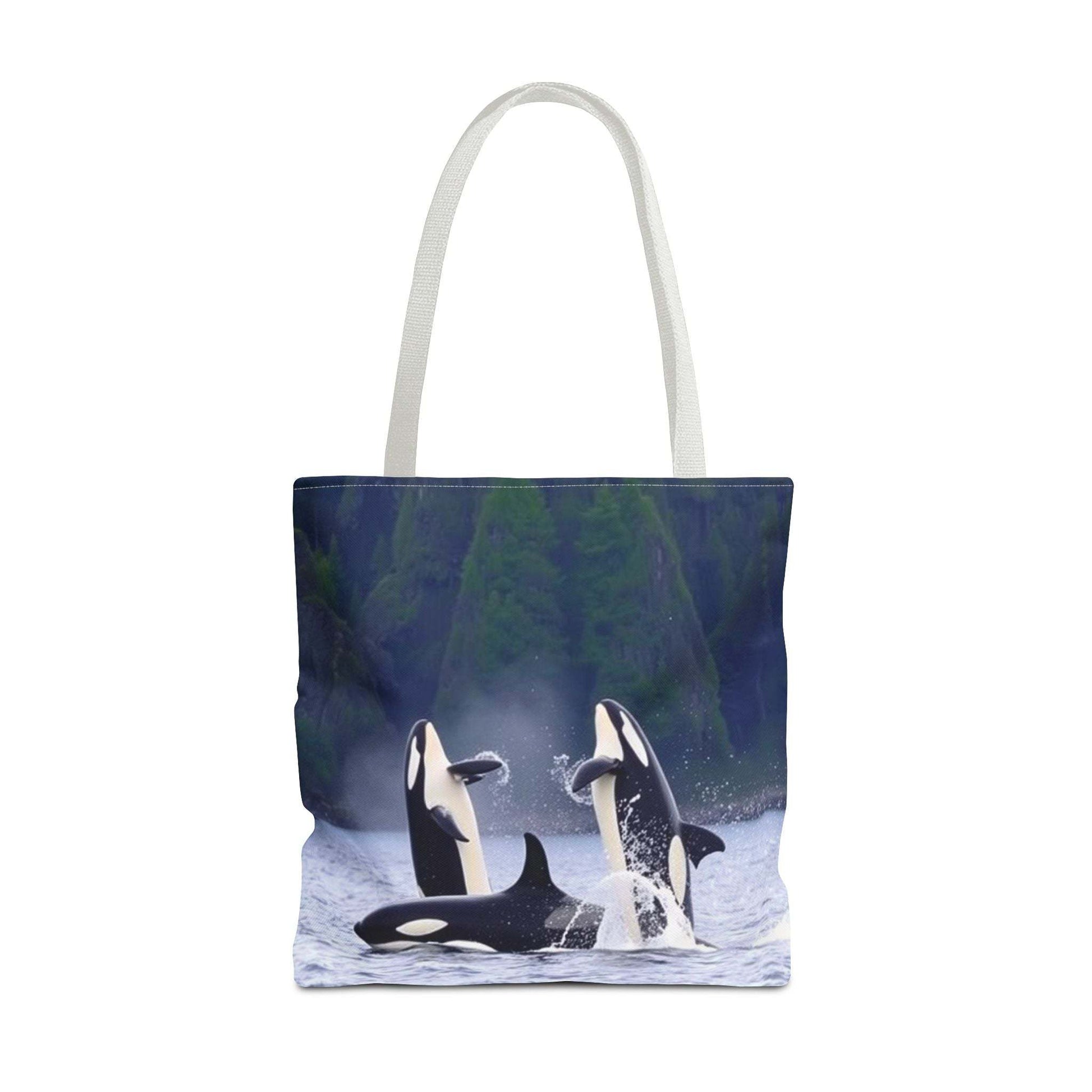 Eco-friendly shopping bag with orca whale design, spacious everyday tote for wildlife lovers.