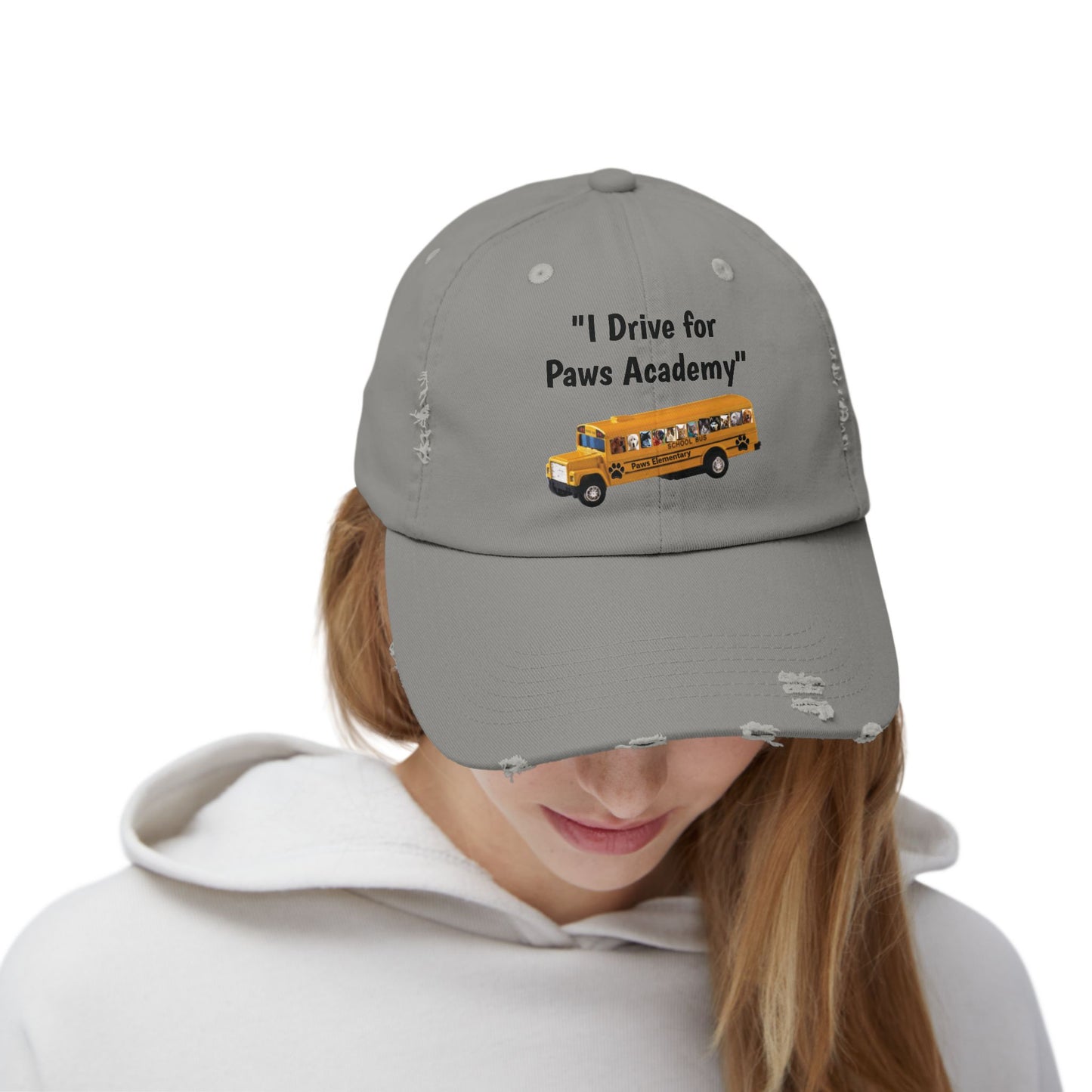 I Drive for Paws Academy Unisex Distressed Cap for Our School Bus Drivers