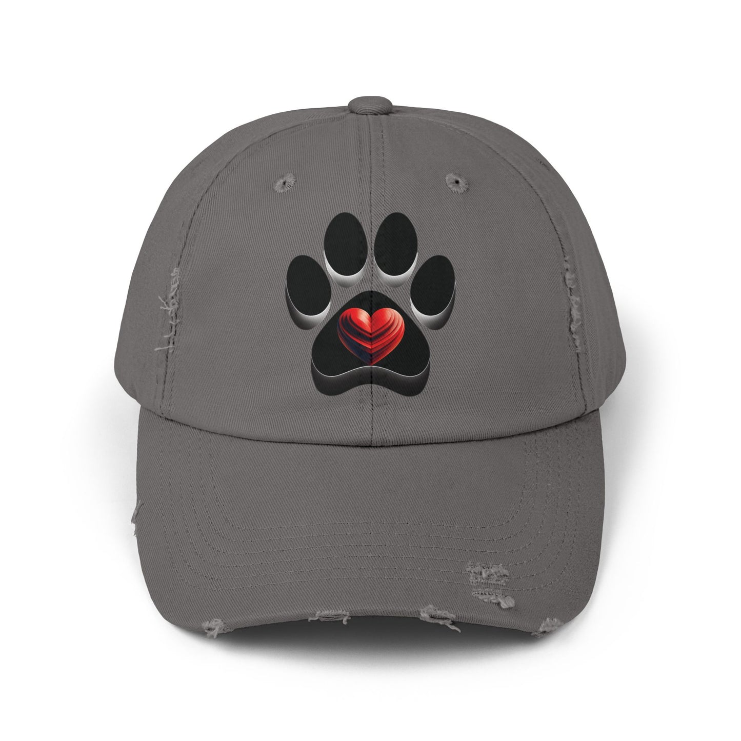 Paw Heart Unisex Distressed Cap