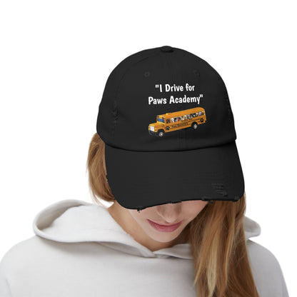 I Drive for Paws Academy Unisex Distressed Cap for Our School Bus Drivers