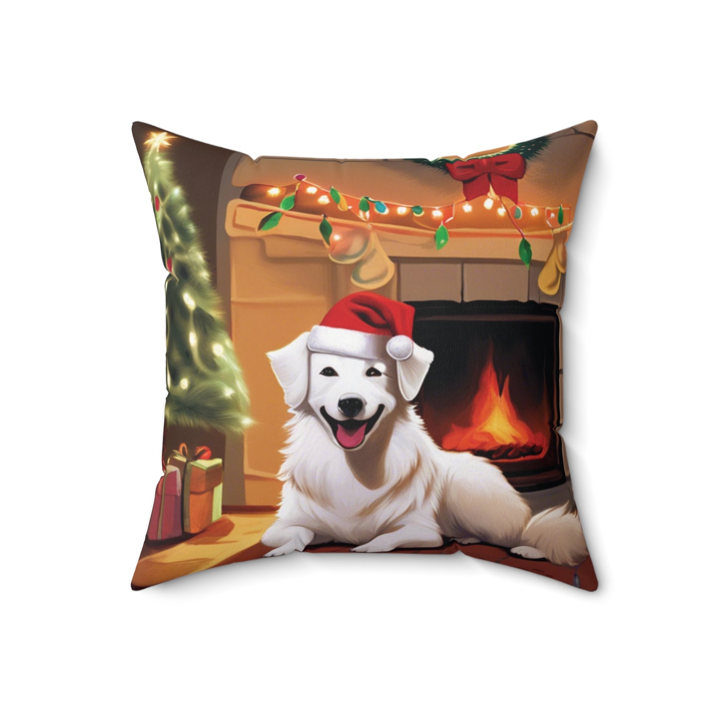 ChristMas Pup Spun Polyester Square Pillow