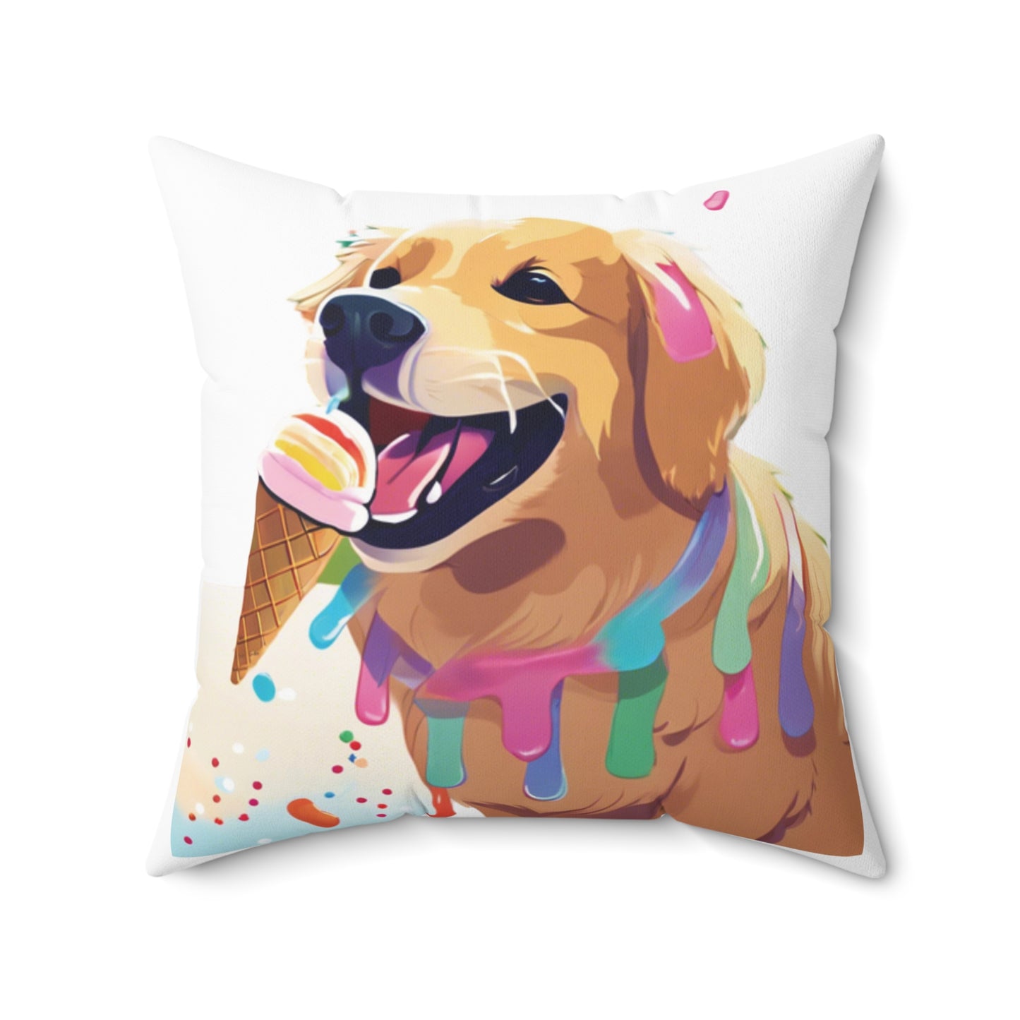 Ice Cream Dog Spun Polyester Square Pillow