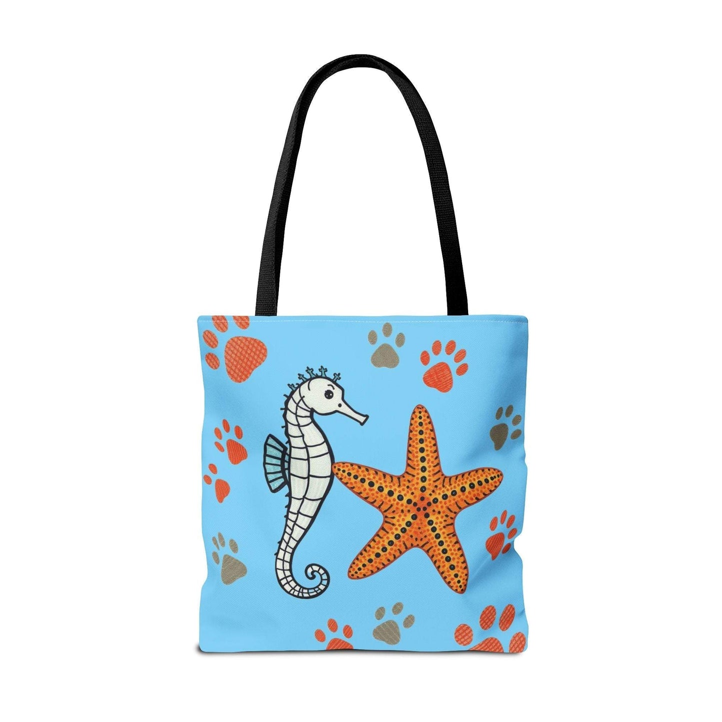 Beach Tote Bag Ocean-Inspired | Seahorse & Starfish Design | Beach Bag