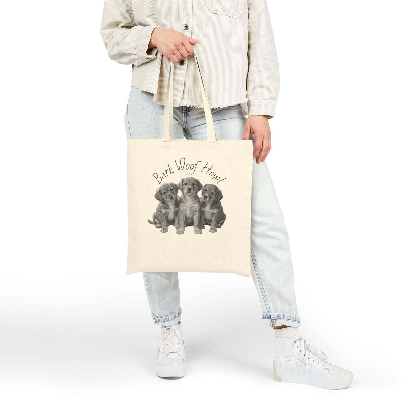 Bark Woof Howl Puppy Tote Bag – Adorable Dog Canvas Bag