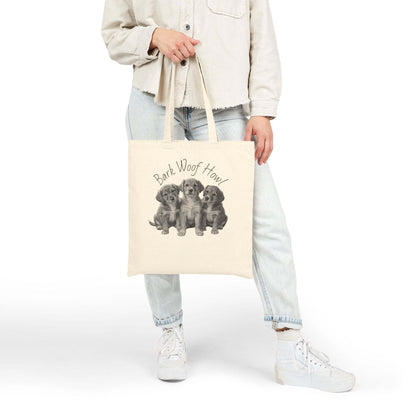 Bark Woof Howl Puppy Tote Bag – Adorable Dog Canvas Bag