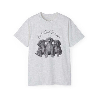 Bark Woof Howl T-Shirt - Cute Dog Graphic Tee for Comfortable Wear