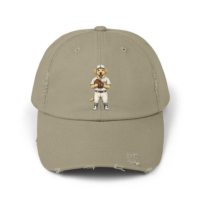 Born to fetch distressed baseball cap with vintage dog graphic
