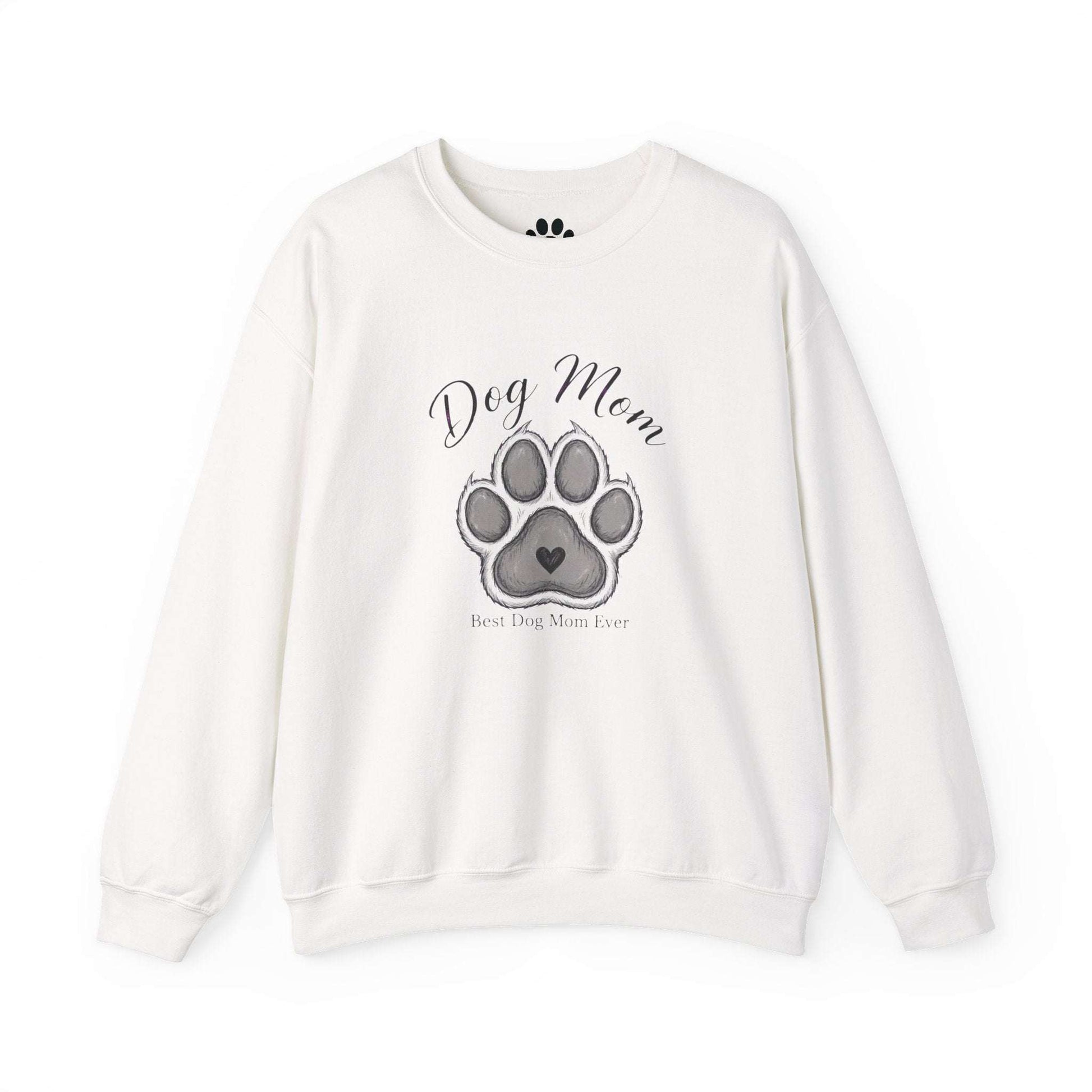 Unisex best dog mom ever sweatshirt with embroidered paw design