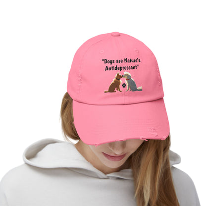 Dogs are Nature's Antidepressant Unisex Distressed Cap