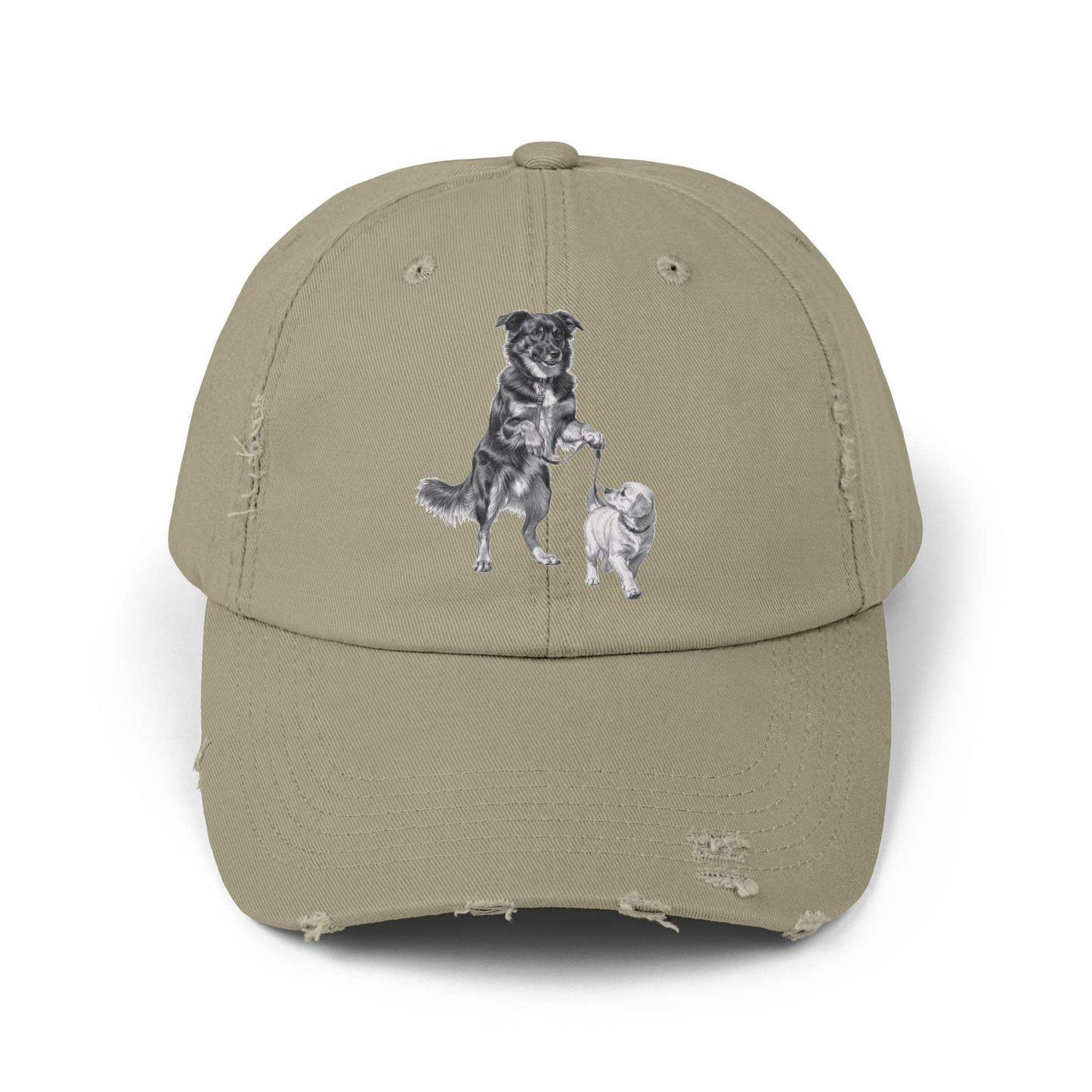 Distressed Baseball Cap – Vintage Sketch Dog Design