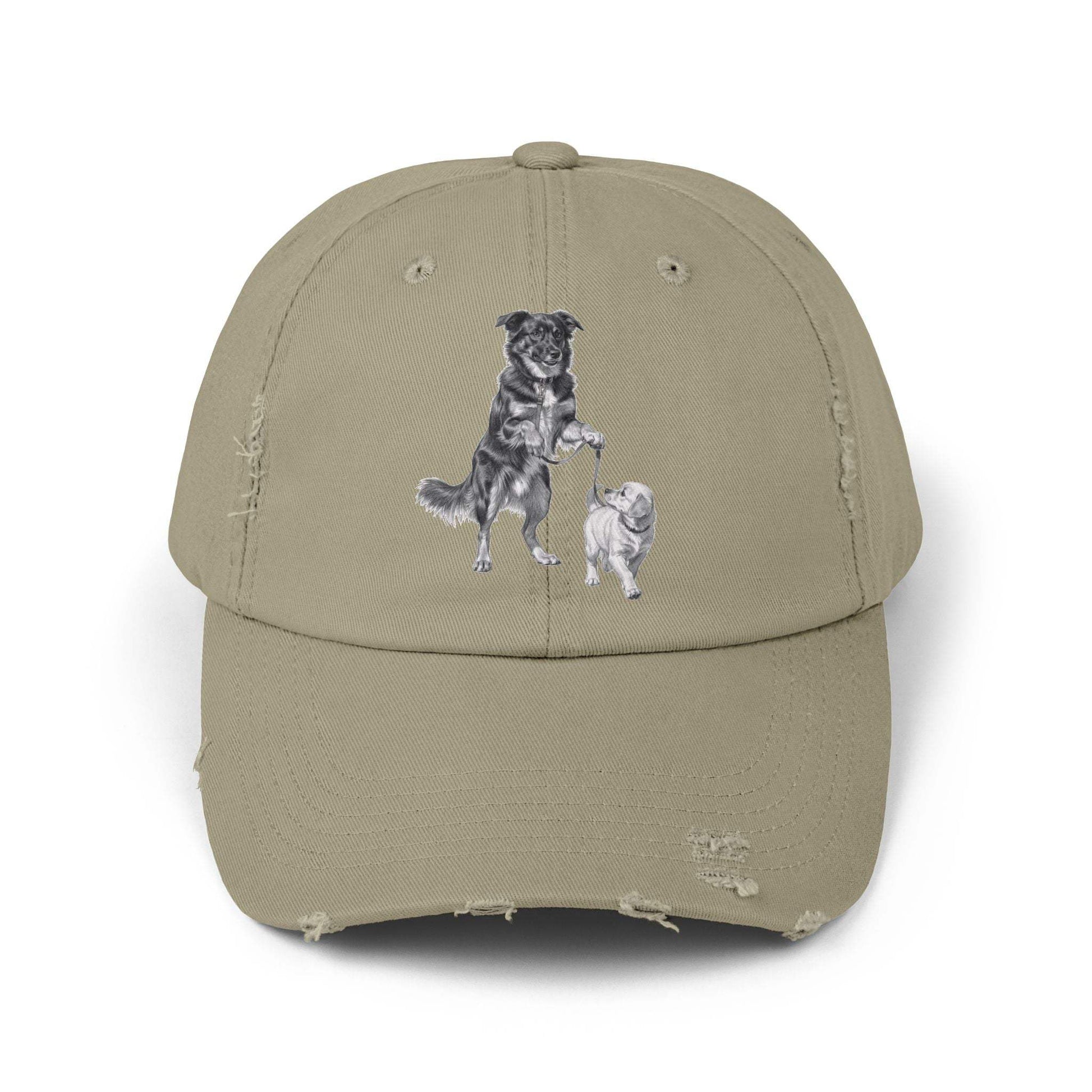 Distressed Baseball Cap – Vintage Sketch Dog Design