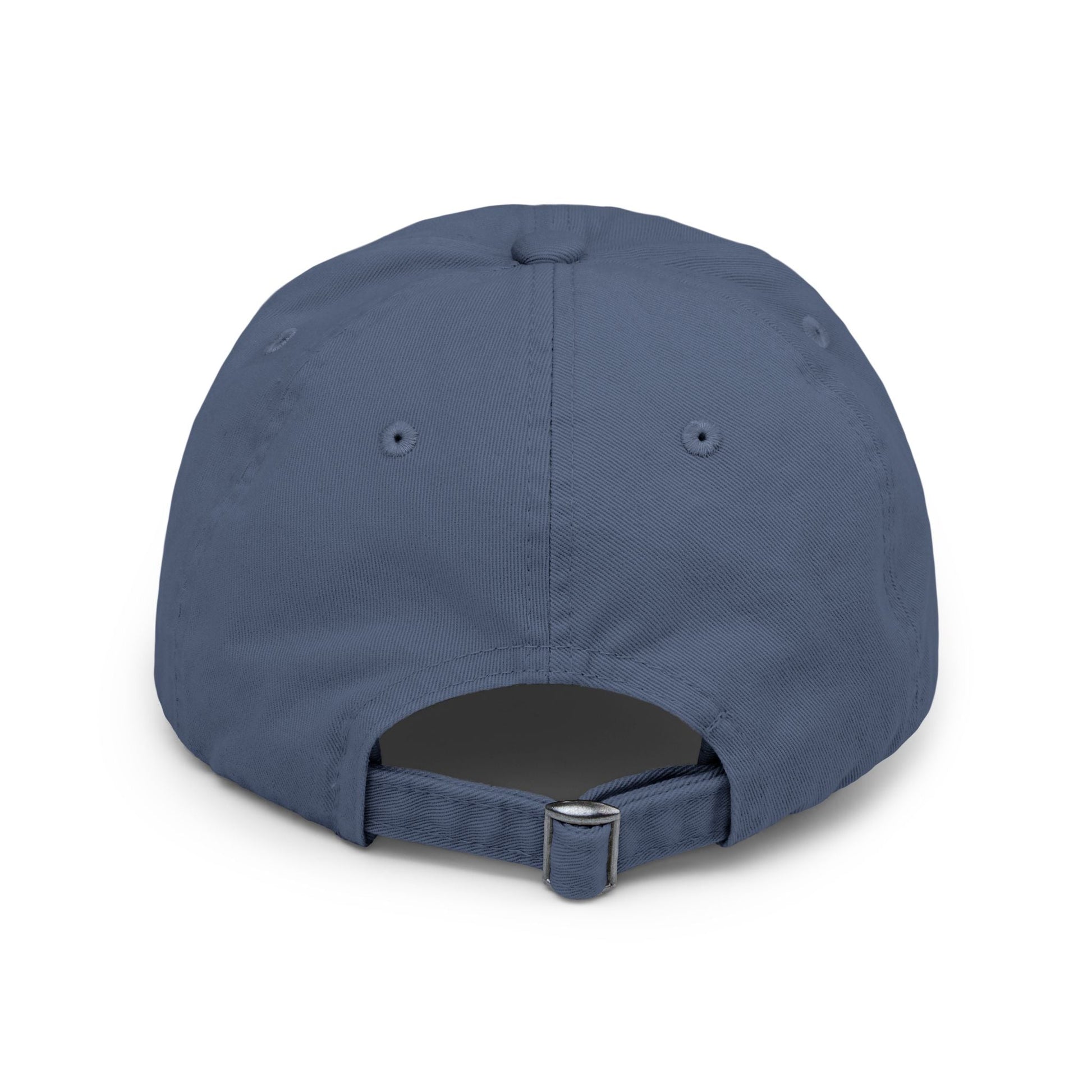 Distressed baseball cap with adjustable strap and vintage look, ideal for dog lovers.