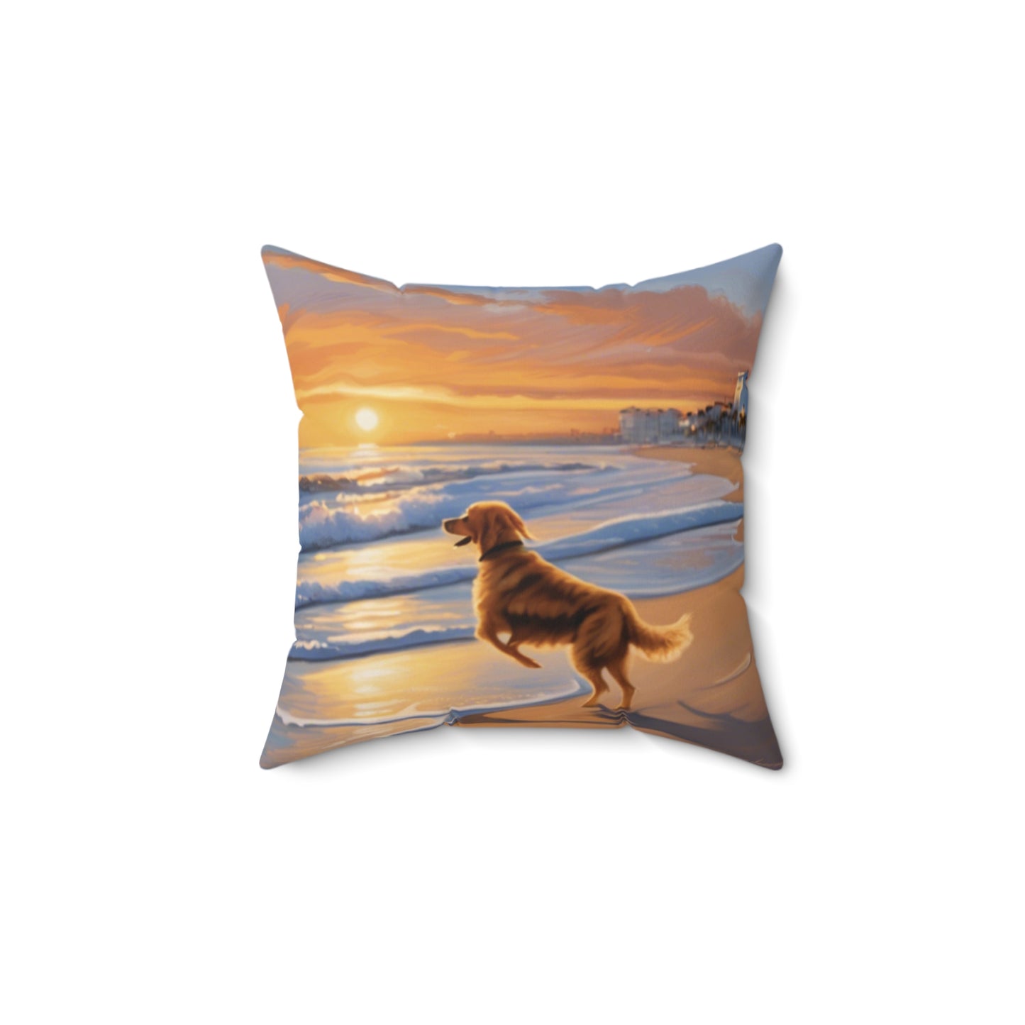 Beach Dog Spun Polyester Square Pillow