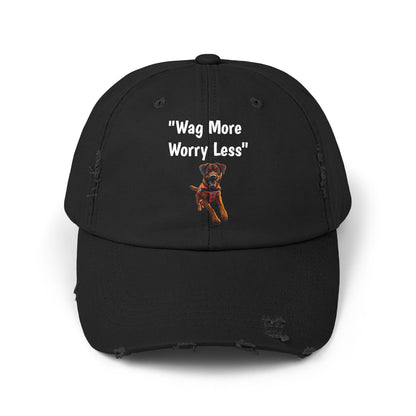 Unisex Distressed Wag More Worry Less Cap