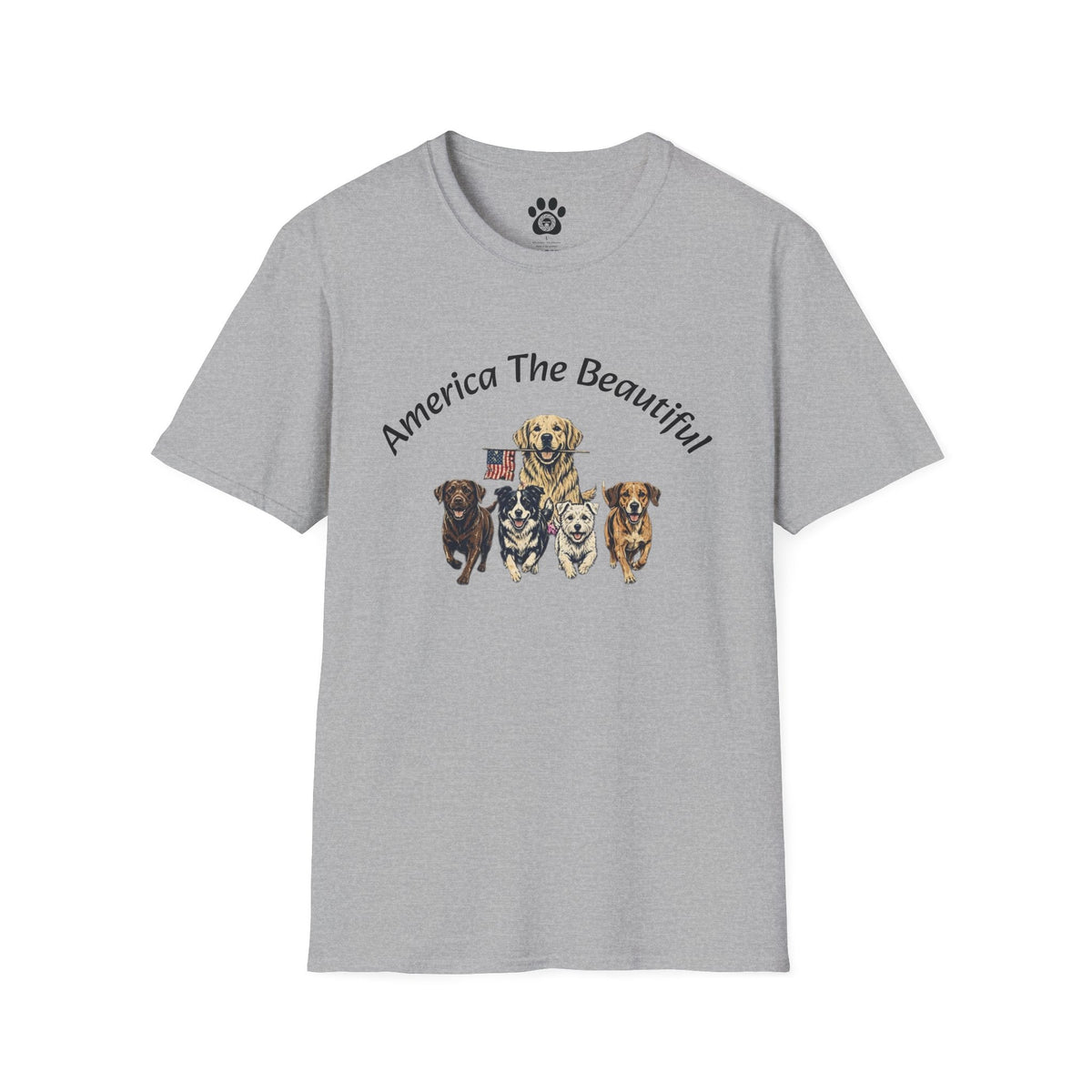 Vintage unisex America the Beautiful dog graphic T-shirt by Skylaki Brand in soft cotton