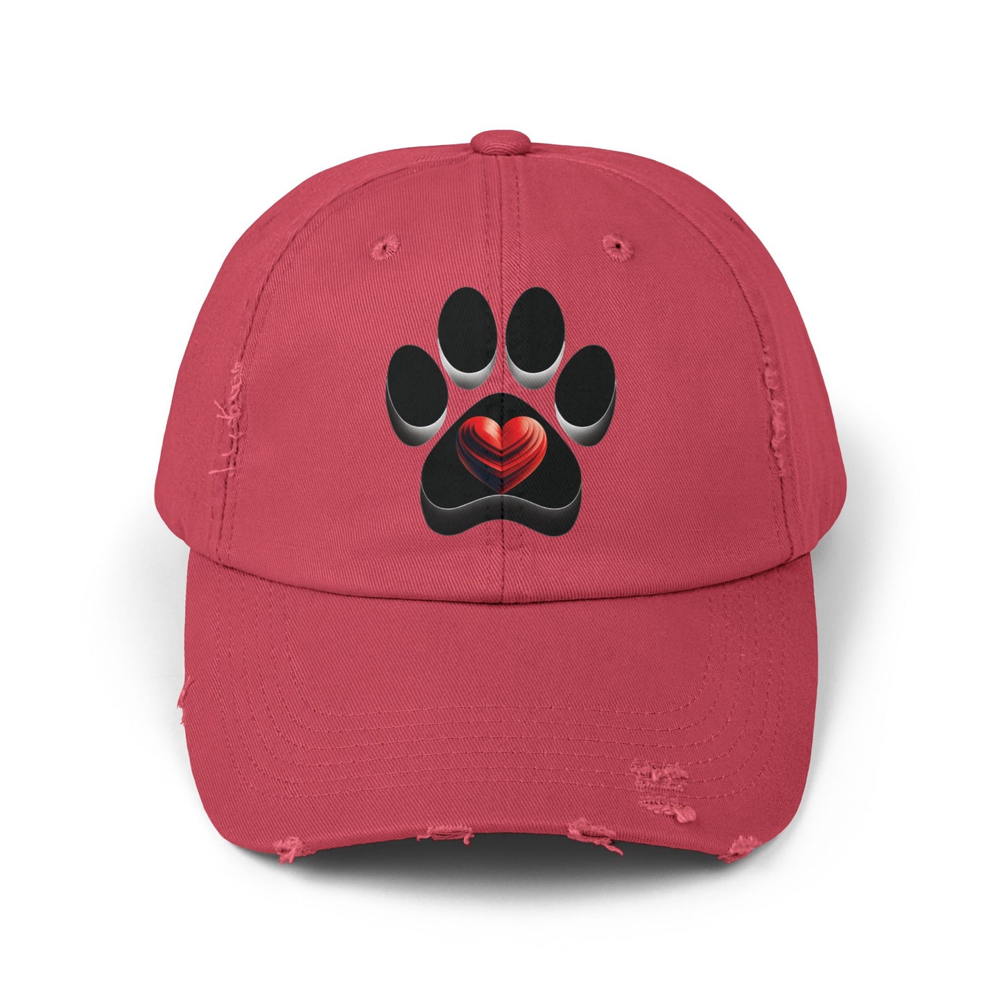 Paw Heart Unisex Distressed Cap