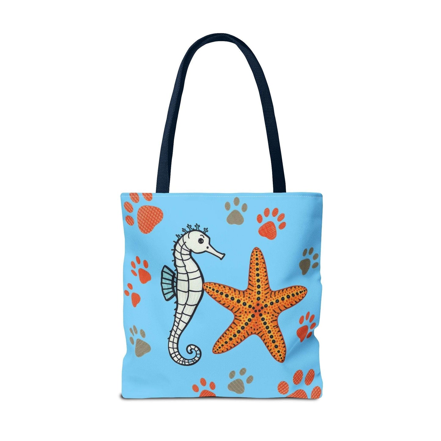 Beach Tote Bag Ocean-Inspired | Seahorse & Starfish Design | Beach Bag