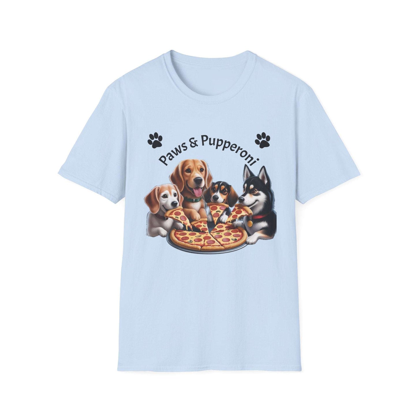 Paws & Pupperoni Pizza T-Shirt Soft Style — Cute Dog Lovers Tee
