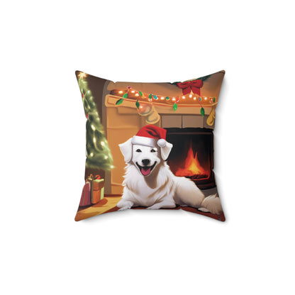 ChristMas Pup Spun Polyester Square Pillow