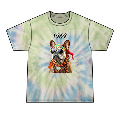 Men's Tie-Dye Tee - Retro Hippie French Bulldog Graphic T-Shirt