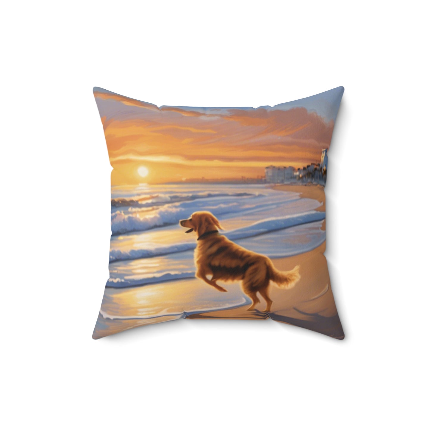 Beach Dog Spun Polyester Square Pillow