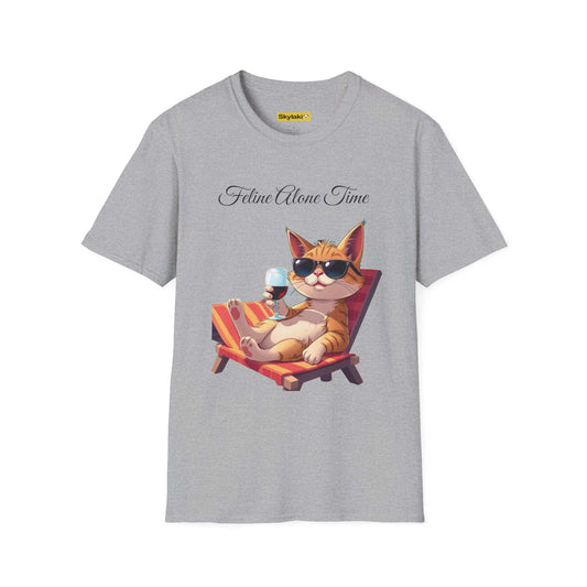 Unisex softstyle t-shirt with playful cat design, perfect for cat lovers.