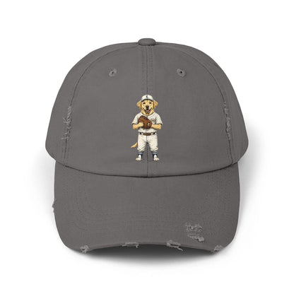 Born to fetch distressed baseball cap with vintage dog graphic by Skylaki