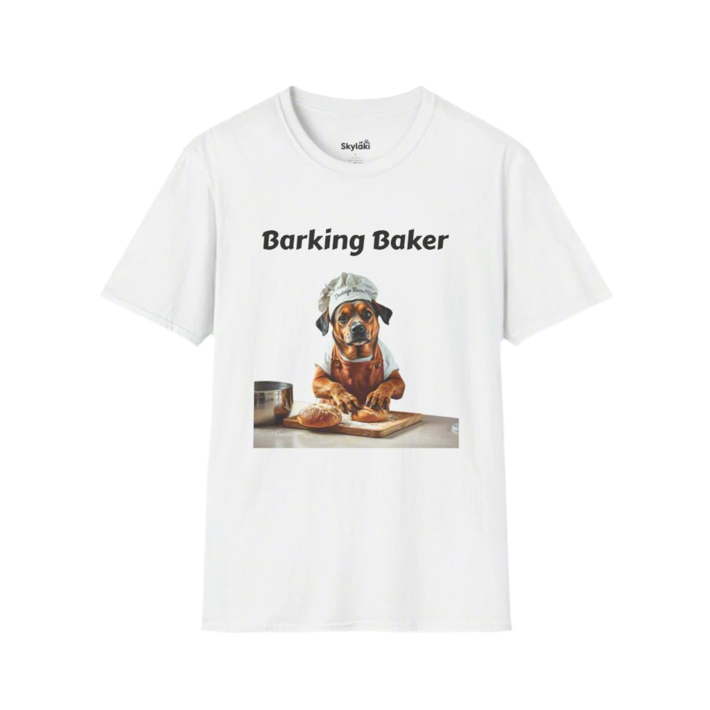 Printed T-Shirt Barking Baker Unisex - Fun Dog Chef Tee for All