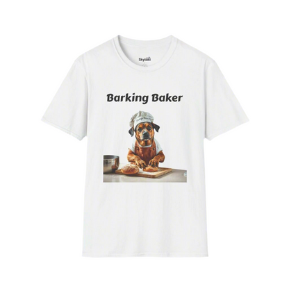 Printed T-Shirt Barking Baker Unisex - Fun Dog Chef Tee for All