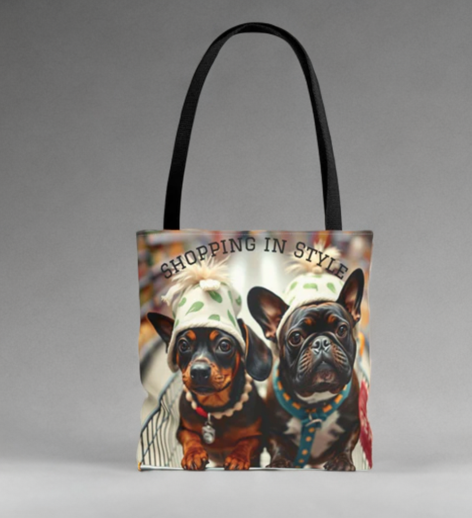 Shopping in Style Tote Bag - Cute Dog Lovers, Reusable Grocery Tote